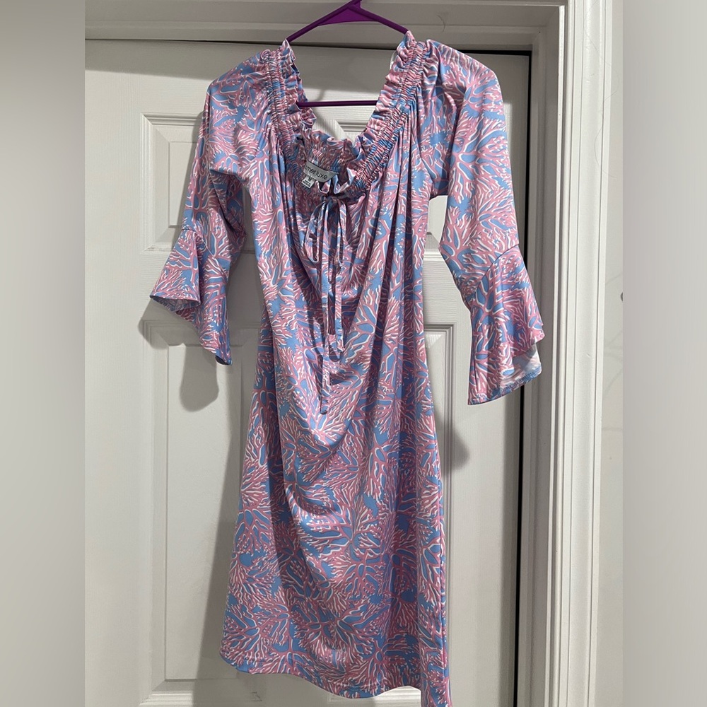 Off the shoulder tropical boutique La Mer Luxe dress